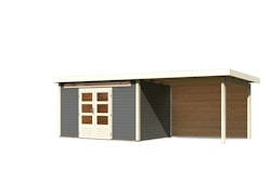 Karibu Woodfeeling Gartenhaus Kandern 6/7 mit 300 cm Schleppdach + Rückwand