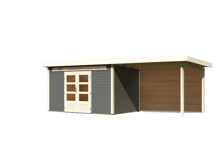 Karibu Woodfeeling Gartenhaus Kandern 6/7 mit 300 cm Schleppdach + Rückwand