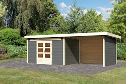 Karibu Woodfeeling Gartenhaus Kandern 6/7 mit 300 cm Schleppdach/Seiten- und Rückwand