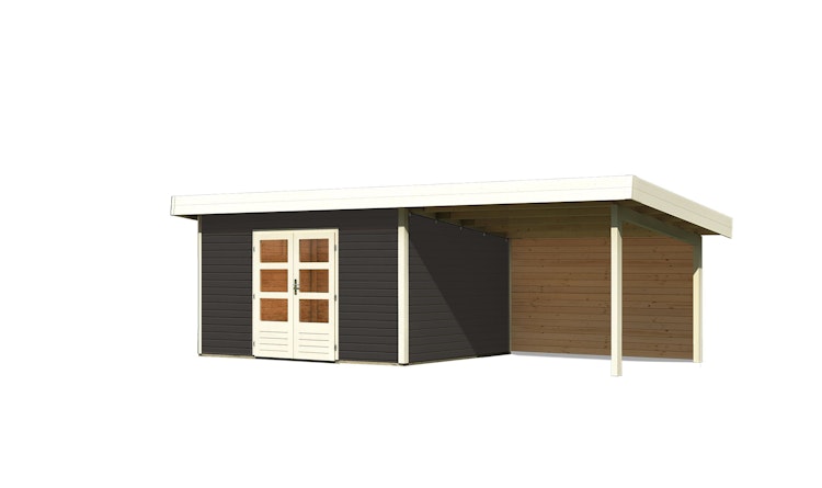 Karibu Woodfeeling Gartenhaus Northeim 4 inkl. 300 cm Schleppdach und Rückwand