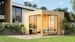 Karibu Design Gartenhaus Dice 3 mit 2 Aluminium Schiebetüren - 38 mm (Homeoffice-Gartenhaus) inkl. gratis Innenraum-Pflegebox im Wert von 99€Bild