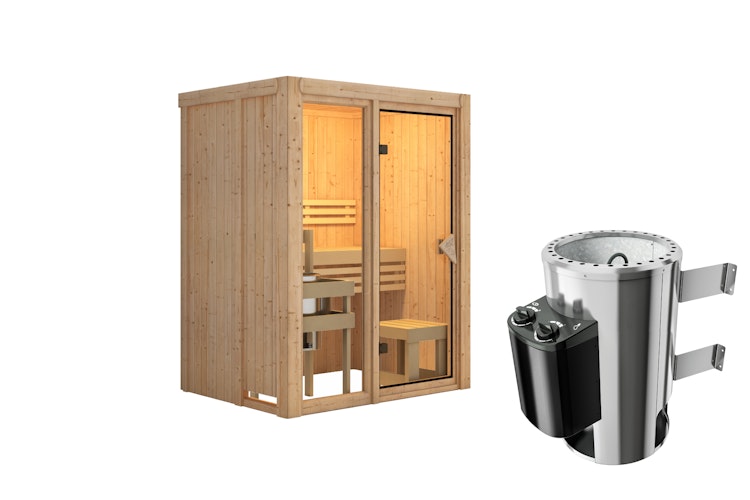 Karibu Sauna Avari 1 Superior mit Fronteinstieg 68 mm - 230 Volt Plug & Play
