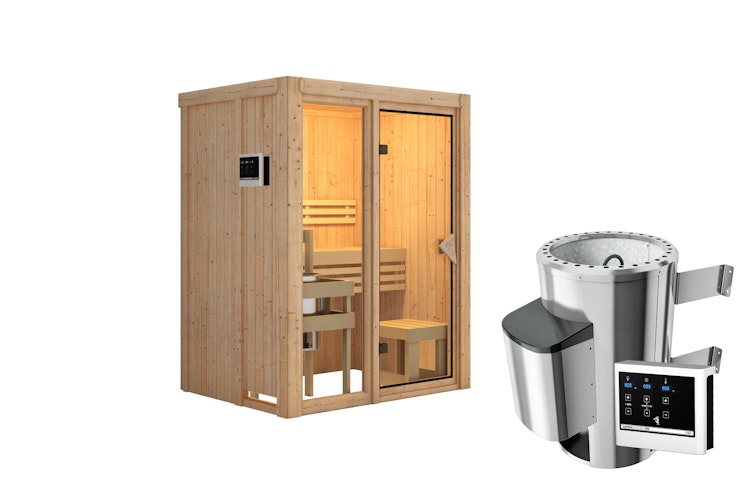 Karibu Sauna Avari 1 Superior mit Fronteinstieg 68 mm - 230 Volt Plug & Play