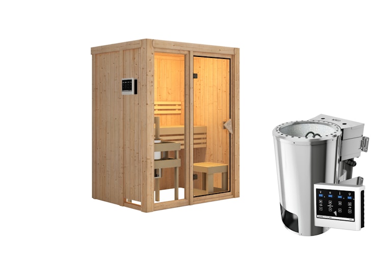 Karibu Sauna Avari 1 Superior mit Fronteinstieg 68 mm - 230 Volt Plug & Play