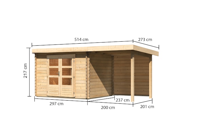 Karibu Woodfeeling Gartenhaus Bastrup 3 naturbelassen - 28 mm inkl. gratis Innenraum-Pflegebox im Wert von 99€ Bild