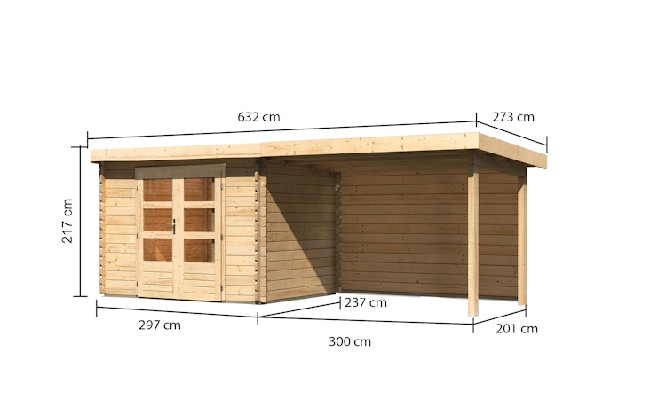 Karibu Woodfeeling Gartenhaus Bastrup 3 naturbelassen - 28 mm inkl. gratis Innenraum-Pflegebox im Wert von 99€ Bild