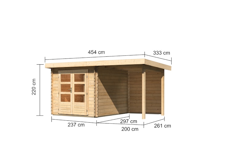 Karibu Woodfeeling Gartenhaus Bastrup 4 naturbelassen - 28 mm inkl. gratis Innenraum-Pflegebox im Wert von 99€ Bild