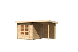 Karibu Woodfeeling Gartenhaus Bastrup 4 naturbelassen - 28 mm inkl. gratis Innenraum-Pflegebox im Wert von 99€