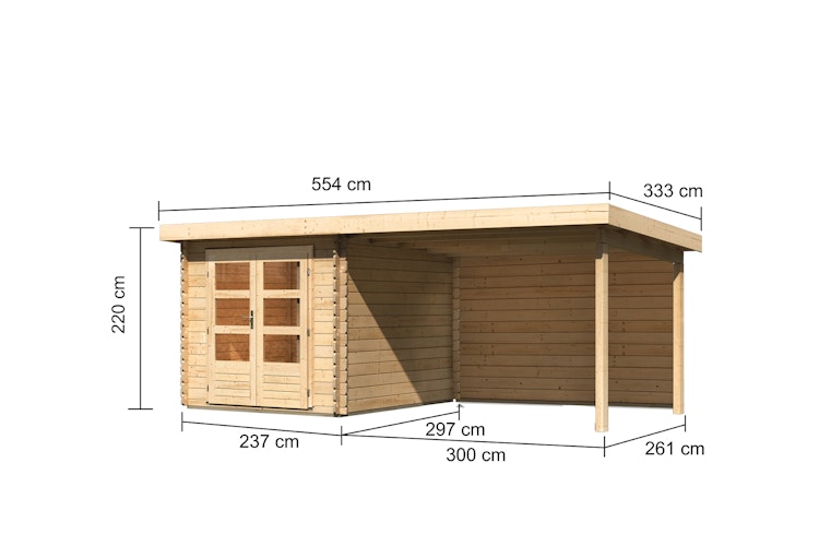 Karibu Woodfeeling Gartenhaus Bastrup 4 naturbelassen - 28 mm inkl. gratis Innenraum-Pflegebox im Wert von 99€ Bild