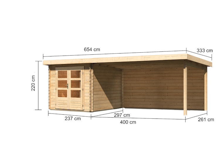 Karibu Woodfeeling Gartenhaus Bastrup 4 naturbelassen - 28 mm inkl. gratis Innenraum-Pflegebox im Wert von 99€ Bild