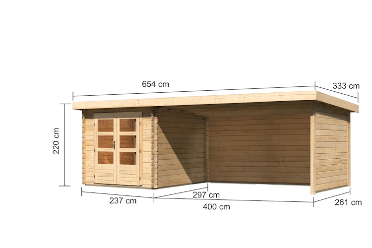 Karibu Woodfeeling Gartenhaus Bastrup 4 naturbelassen - 28 mm inkl. gratis Innenraum-Pflegebox im Wert von 99€ Bild