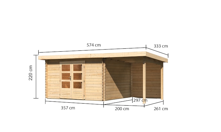 Karibu Woodfeeling Gartenhaus Bastrup 7 naturbelassen - 28 mm inkl. gratis Innenraum-Pflegebox im Wert von 99€ Bild