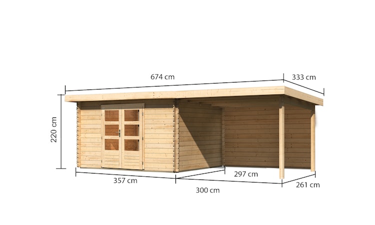 Karibu Woodfeeling Gartenhaus Bastrup 7 naturbelassen - 28 mm inkl. gratis Innenraum-Pflegebox im Wert von 99€ Bild