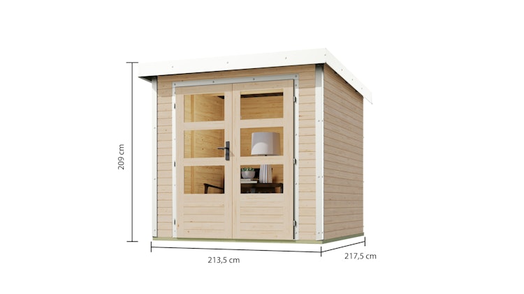 Karibu Metall-Holzgartenhaus Hybridhaus Jupiter A/B/C/D - 19 mm/0,75 mm inkl. gratis Innenraum-Pflegebox im Wert von 99€ Bild