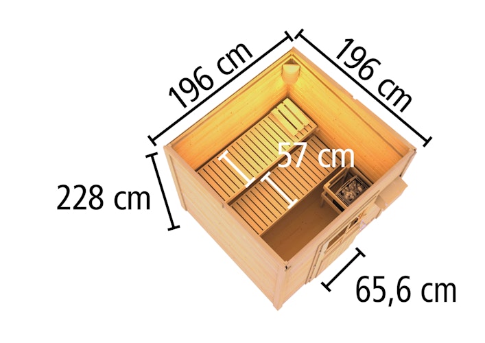 Karibu Gartensauna Saunahaus Hytti 2 inkl. gratis Saunaofen & 8-teiligem Zubehörpaket (Gesamtwert 1071,91€) Bild