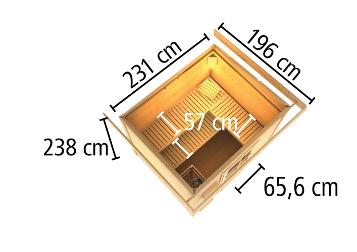 Karibu Gartensauna Saunahaus Hytti 3 inkl. gratis Saunaofen & 8-teiligem Zubehörpaket (Gesamtwert 741,91€) Bild