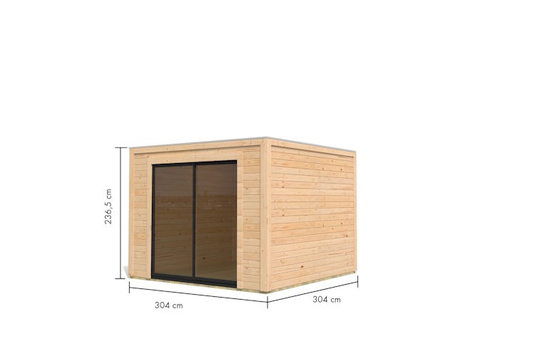 Karibu Design Gartenhaus Dice 1 mit Aluminium Schiebetür - 28/38 mm (Homeoffice-Gartenhaus) inkl. gratis Innenraum-Pflegebox im Wert von 99€ Bild