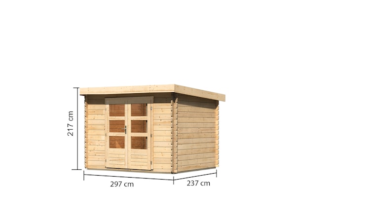 Karibu Gartenhaus Blockbohlenhaus Olaf 3/5 - 28 mm mit erhöhter Schneelast (300 kg/m²) inkl. gratis Innenraum-Pflegebox im Wert von 99€