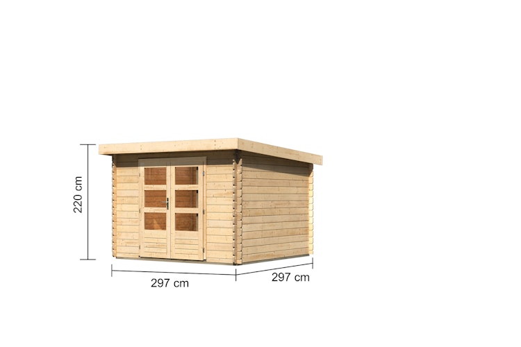 Karibu Gartenhaus Blockbohlenhaus Olaf 3/5 - 28 mm mit erhöhter Schneelast (300 kg/m²) inkl. gratis Innenraum-Pflegebox im Wert von 99€