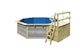 Karibu Pool Modell X2 470 x 470 cm mit Terrasse - kesseldruckimprägniert/wassergrau mit Metallecken inkl. gratis Sandfilteranlage & Pool-PflegesetBild