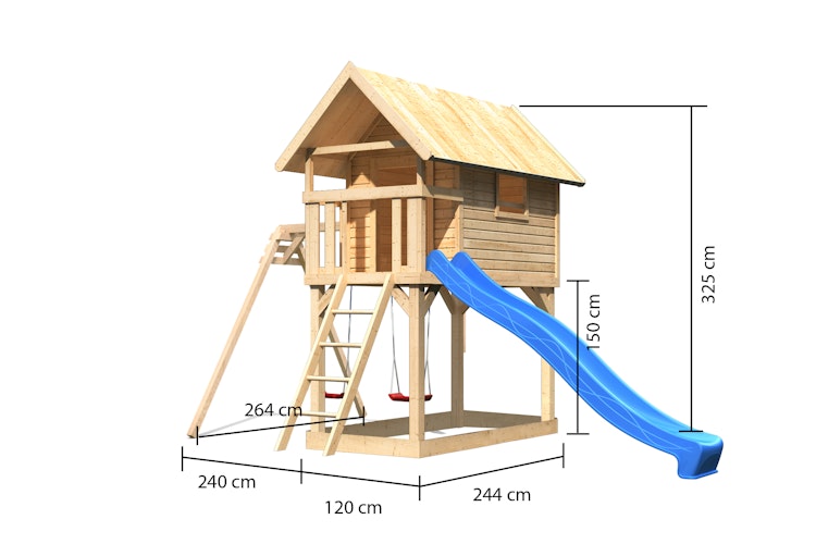 Akubi Kinderspielhaus Kinderspielgerät Gernegroß inkl. Wellenrutsche und Doppelschaukelanbau Bild