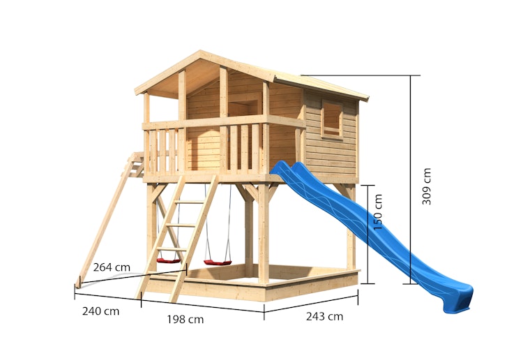 Akubi Kinderspielhaus Kinderspielgerät Benjamin inkl. Wellenrutsche und Doppelschaukelanbau Bild