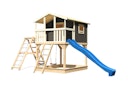 Akubi Kinderspielhaus Kinderspielgerät Benjamin inkl. Wellenrutsche und Doppelschaukelanbau mit Klettergerüst und Netzrampe