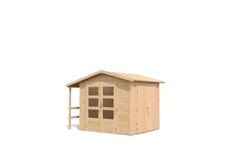 Karibu Multifunktionshaus Satteldach-Gartenhaus inkl. Schleppdach und Anbauschrank - 28 mm inkl. gratis Innenraum-Pflegebox im Wert von 99€