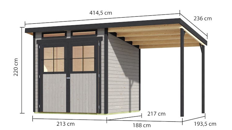 Karibu Gartenhaus Saskia 19 mm - EM 2024 Aktion mit Sonderlackierung inkl. gratis Innenraum-Pflegebox im Wert von 99€ Bild