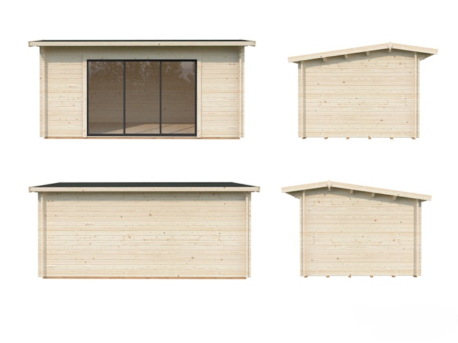 Palmako Gartenhaus Ines 13,7 m² Slide Plus mit Isolierglas-Schiebetür - 44 mm