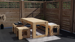  Ante Gartenmöbel-Set inkl. 1 Tisch und 4 Hockern