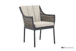 Apple Bee Diningsessel MILOU Aluminium schwarz / Polyrattan / Kissen BEE WETT (100 % Polypropylen) Nature Grey