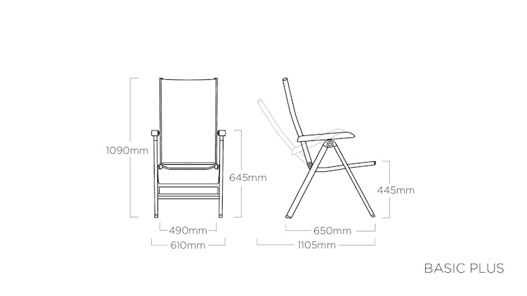 Kettler Multipositionssessel BASIC PLUS, Aluminium Silber / Outdoorgewebe Anthrazit