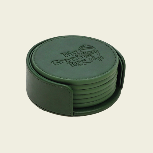 Big Green Egg Untersetzer PU-Leder grün 6 Stk. - 9 cm