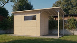 Bertilo Gartenhaus Pent Modern 4 Plus inkl. Anbaudach - 18 mm