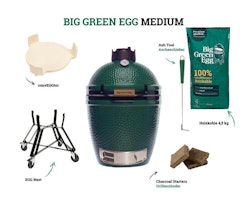 Big Green Egg Kamado Grill MEDIUM Starter Set inkl. 2x 4,5 kg naturbelassene Holzkohle