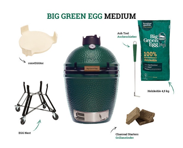 Big Green Egg Kamado Grill MEDIUM Starter Set inkl. 2x 4,5 kg naturbelassene Holzkohle Bild