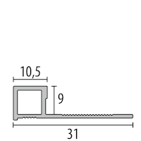 Parkettfreund PF CT090 AE Quadro Randleistenprofil Quadratprofil Endstücke links Endstücke rechts 27x10x10 mm, mm F4 silber