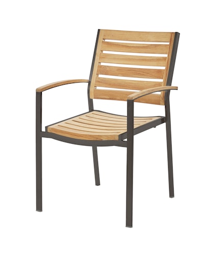 Diamond Garden Balkon-Set SHEFFIELD, Tisch + 2 Stühle, Edelstahl Dunkelgrau / Recycled Teak / Premium Teak