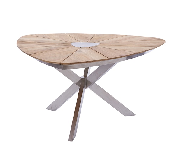 Diamond Garden Tisch LYON 150 cm Triangel, Edelstahl / Recycled Teak