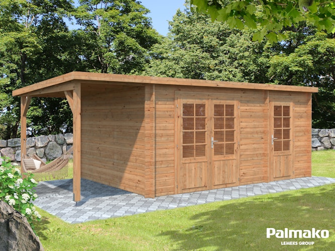 Palmako Gartenhaus Ella 13,1 m² Zweiraumhaus inkl. 3,9 m² Anbau - 28 mm Bild