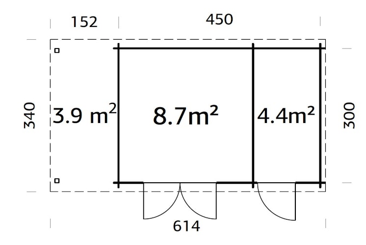 Palmako Gartenhaus Ella 13,1 m² Zweiraumhaus inkl. 3,9 m² Anbau - 28 mm Bild