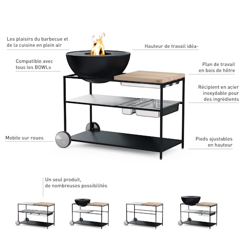 höfats FIRE KITCHEN mit BOWL 57 Plancha-Grillset tief