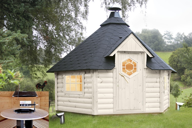Wolff Finnhaus Grillkota Kalle 3833 45 mm - mit schwarzen Dachschindeln