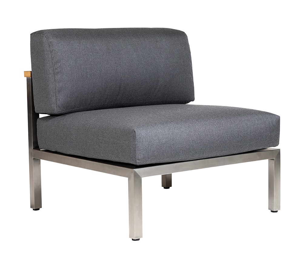 Diamond Garden Lounge Mittelmodul GOMERA Sun & Rain, Edelstahl / Tuvatextil (100 % Polyacryl) Schwarz/Silber