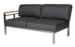 Diamond Garden 2er Loungesofa GOMERA Sun & Rain links, Edelstahl / Tuvatextil (100 % Polyacryl) Schwarz/Silber