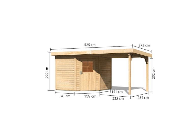 Karibu Woodfeeling Gartenhaus Neuruppin 2 inkl. 300 cm Schleppdach/Seiten- und Rückwand inkl. gratis Innenraum-Pflegebox im Wert von 99€ Bild