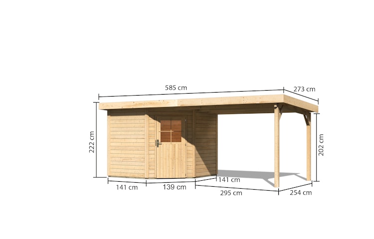 Karibu Woodfeeling Gartenhaus Neuruppin 2 inkl. 300 cm Schleppdach/Seiten- und Rückwand inkl. gratis Innenraum-Pflegebox im Wert von 99€ Bild