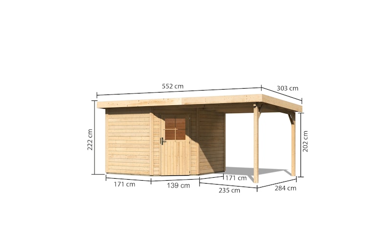 Karibu Woodfeeling Gartenhaus Neuruppin 3 inkl. 300 cm Schleppdach/Seiten- und Rückwand inkl. gratis Innenraum-Pflegebox im Wert von 99€