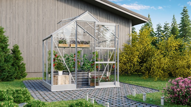 Vitavia Gewächshaus Eris 2500 inkl. 1 Dachfenster, Regenrinnen, Stahlfundamentrahmen - 2,5 m² Vorschaubild Galerie